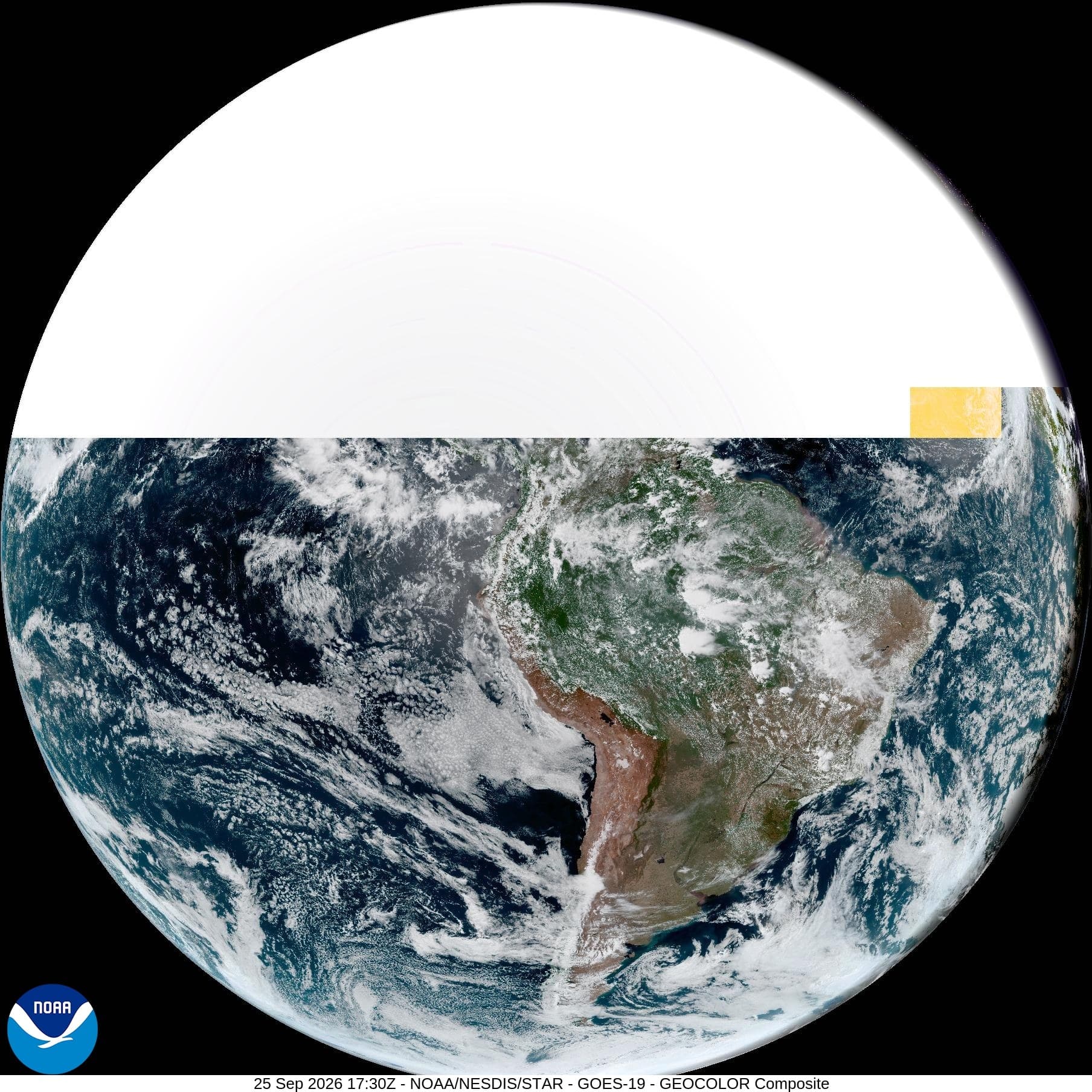 Earth disk image from a NOAA GOES geostationary satellite