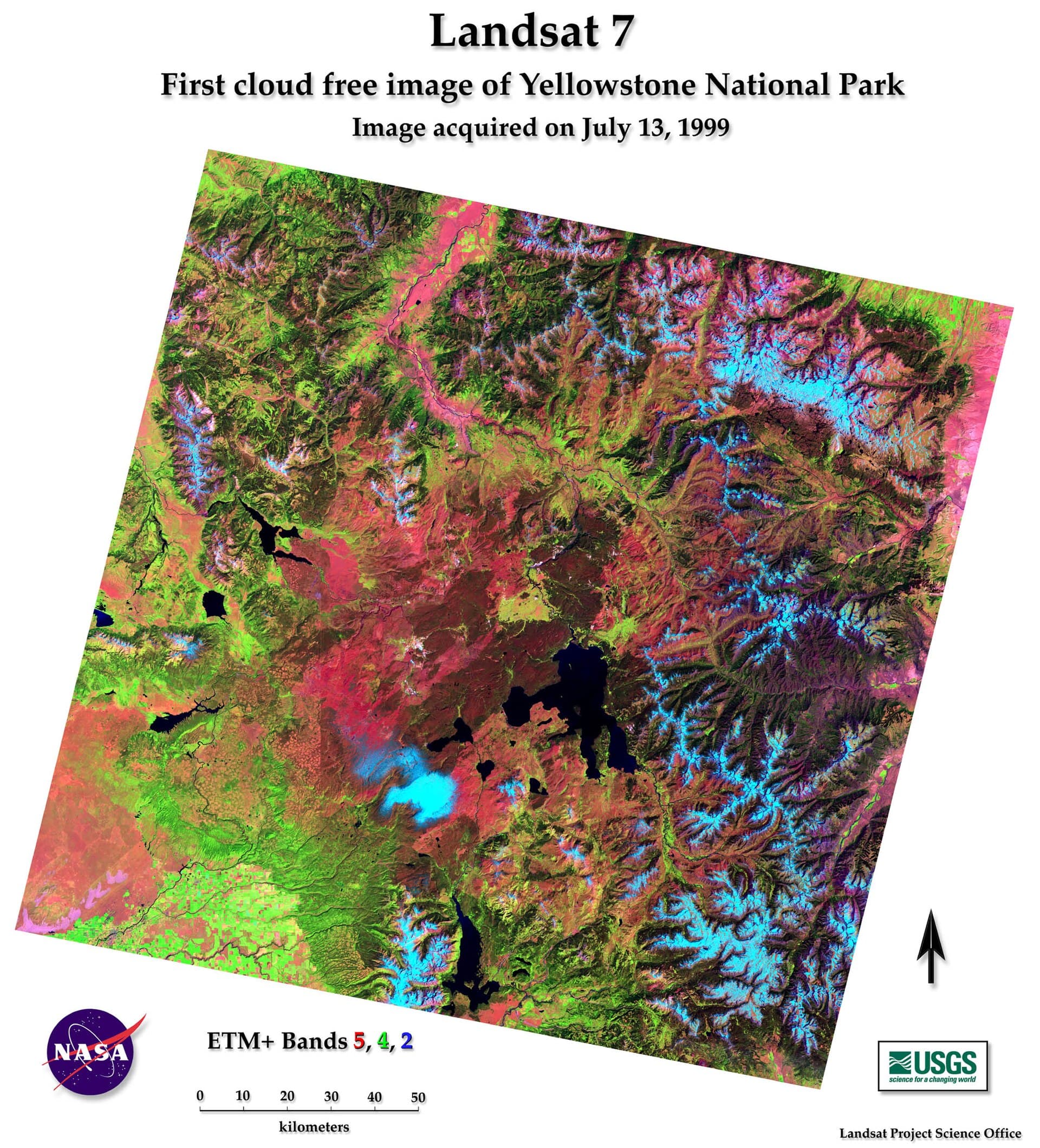Landsat 7 first cloud-free Yellowstone image (USGS/NASA) — Wikimedia