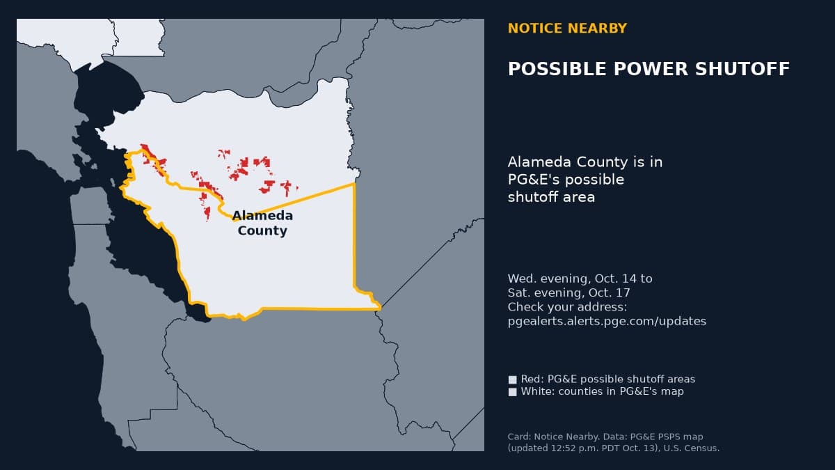 Notice Nearby: Alameda County PG&E, Pacific Gas and Electric Company