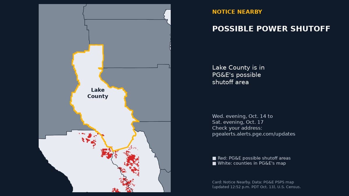 Notice Nearby: Lake County PG&E, Pacific Gas and Electric Company (PG&E