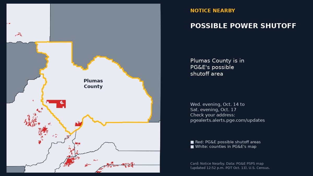 Notice Nearby: Plumas County PG&E, Pacific Gas and Electric Company