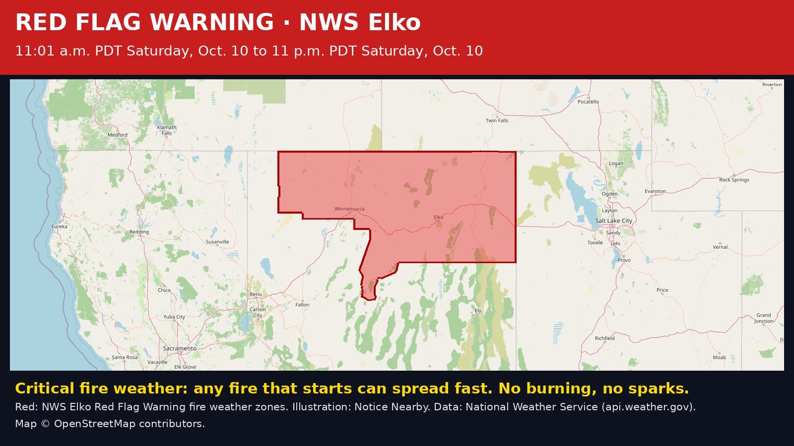 Notice Nearby: Eureka County Red Flag Warning, National Weather Service