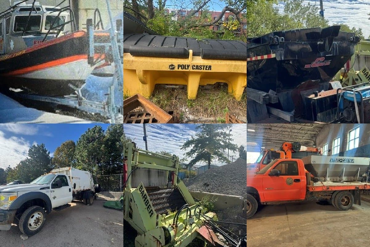 Collage of lots from Winthrop SAFE Boat + town trucks on Municibid