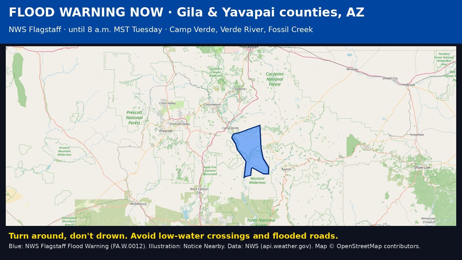 Notice Nearby: Gila County Flood Warning, National Weather Service