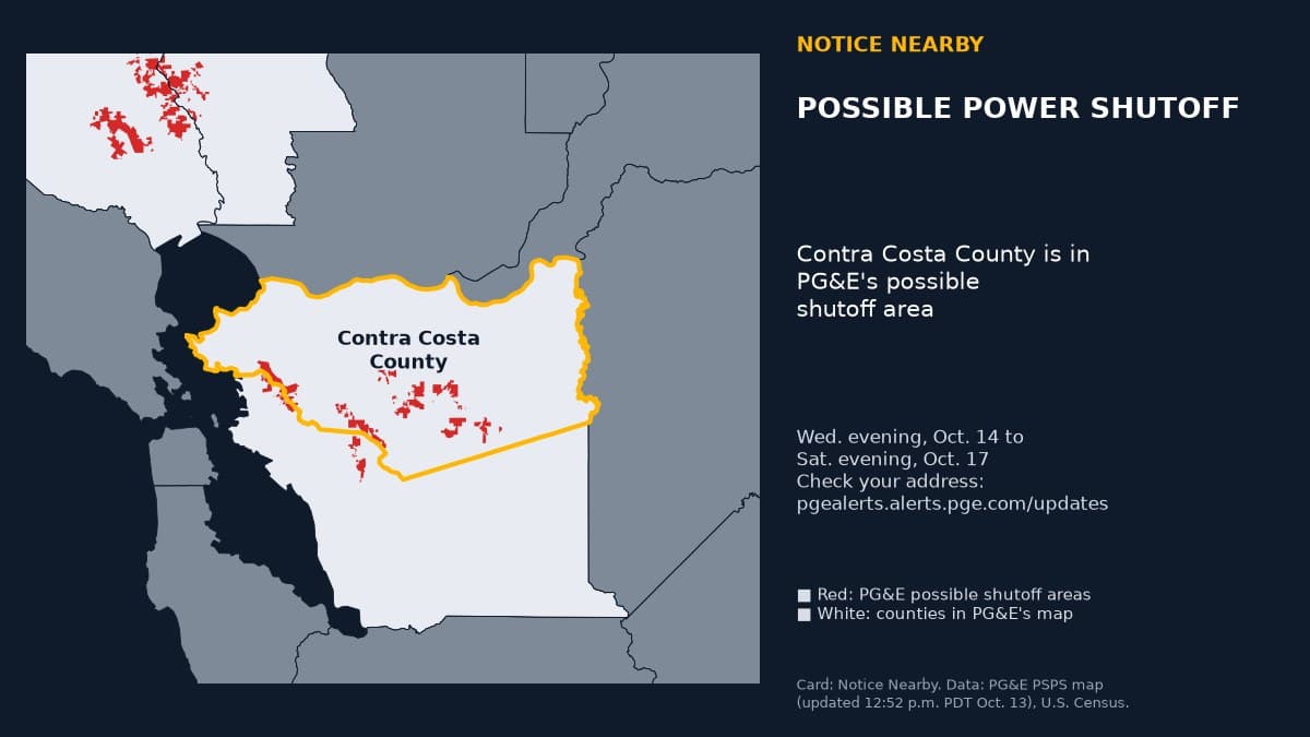 Notice Nearby: Contra Costa County PG&E, Pacific Gas and Electric