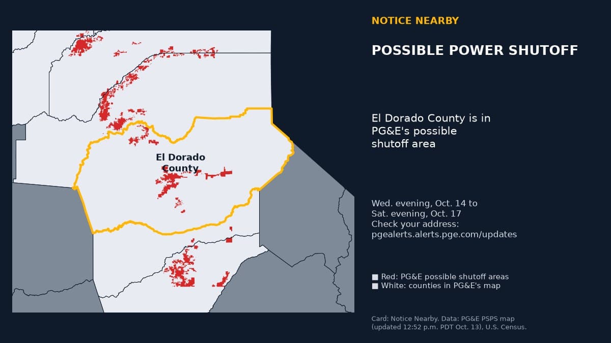 Notice Nearby: El Dorado County PG&E, Pacific Gas and Electric Company