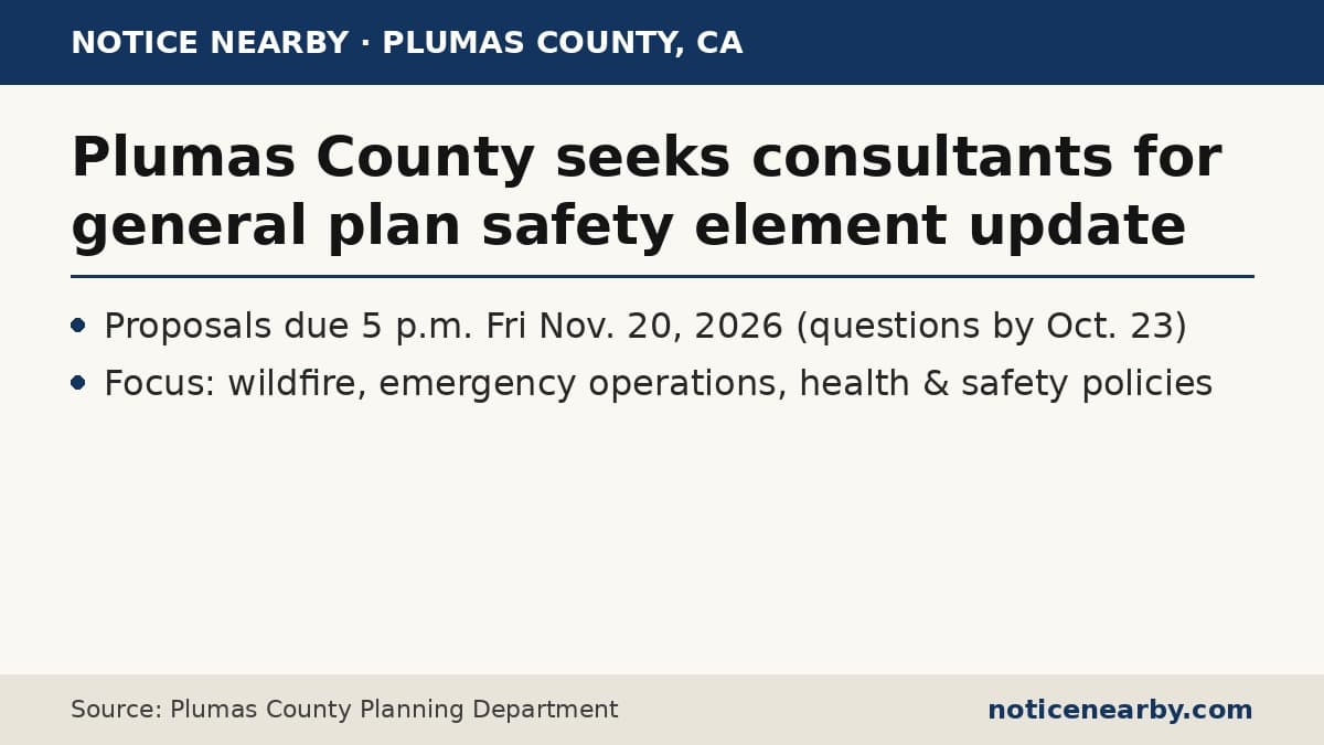 Notice Nearby: Plumas County seeks, Plumas County Planning Department