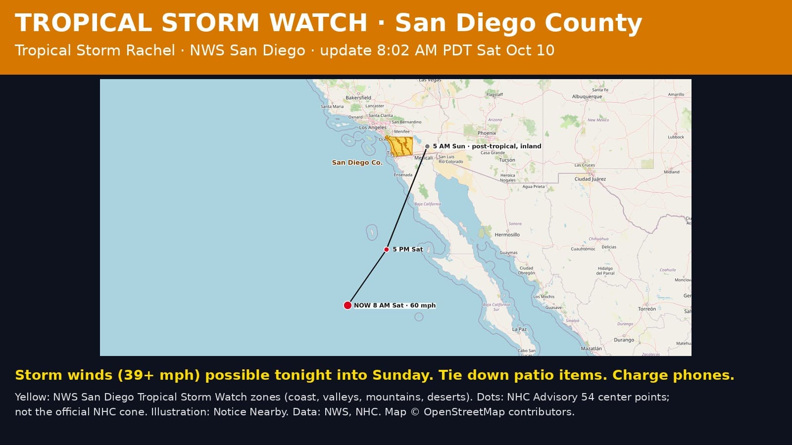 Notice Nearby: San Diego County Tropical Storm, National Weather Service