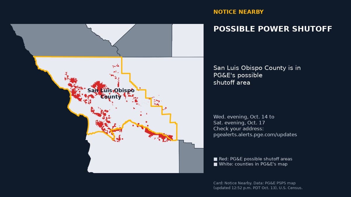 Notice Nearby: San Luis Obispo County PG&E, Pacific Gas and Electric