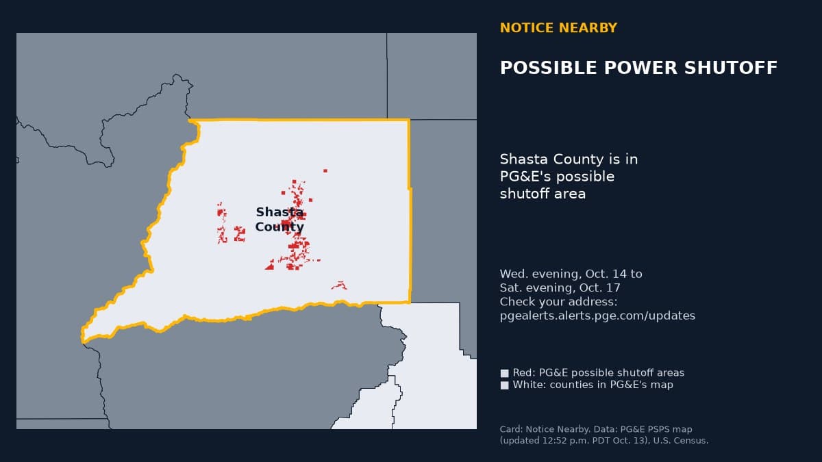 Notice Nearby: Shasta County PG&E, Pacific Gas and Electric Company