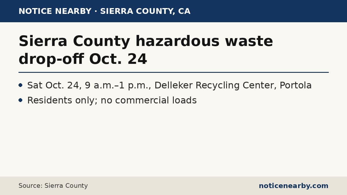 Notice Nearby: Sierra County household hazardous waste, Sierra County