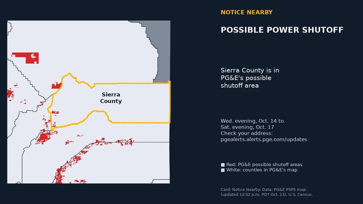 Notice Nearby: Sierra County PG&E, Pacific Gas and Electric Company
