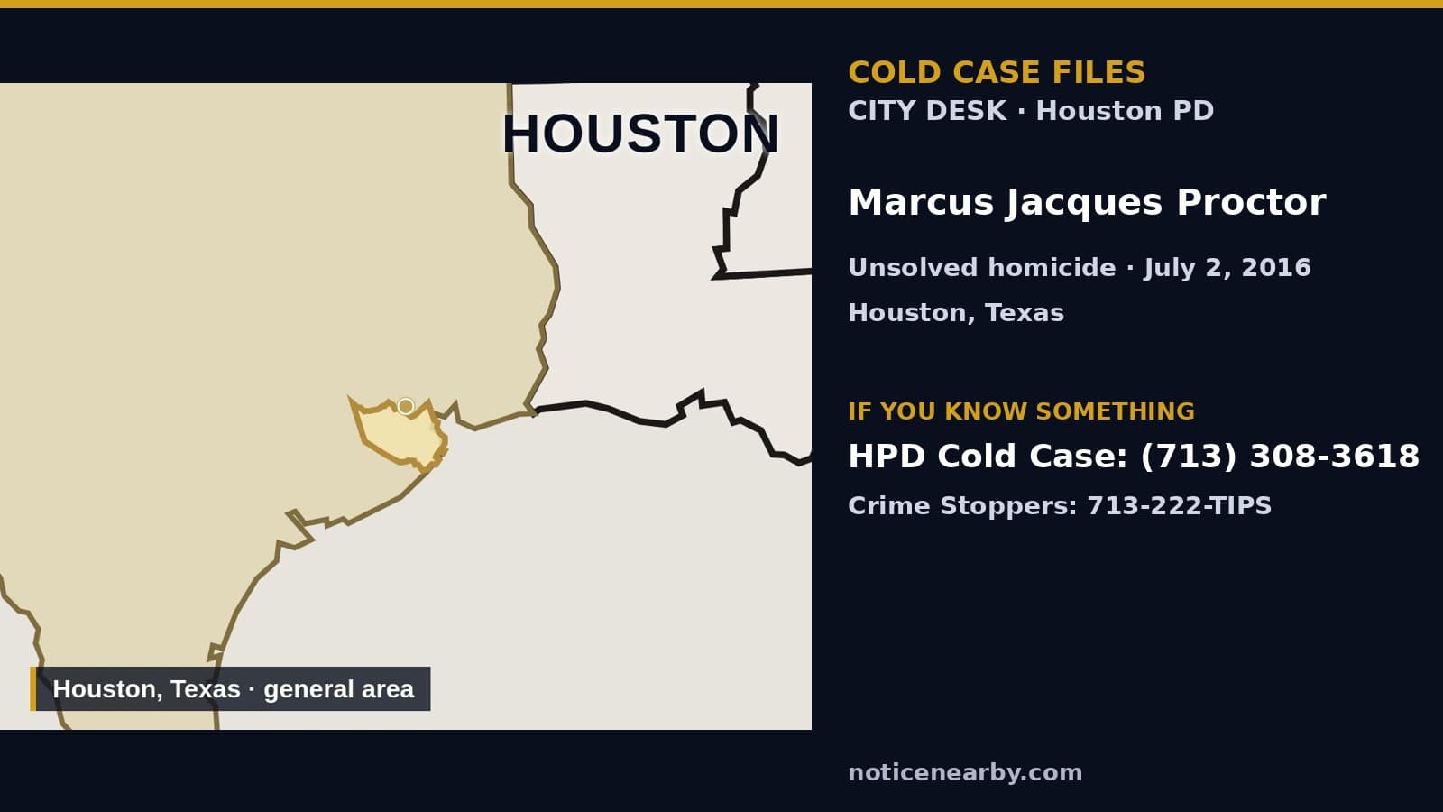 Notice Nearby: Harris County Cold, Houston Police Department Homicide