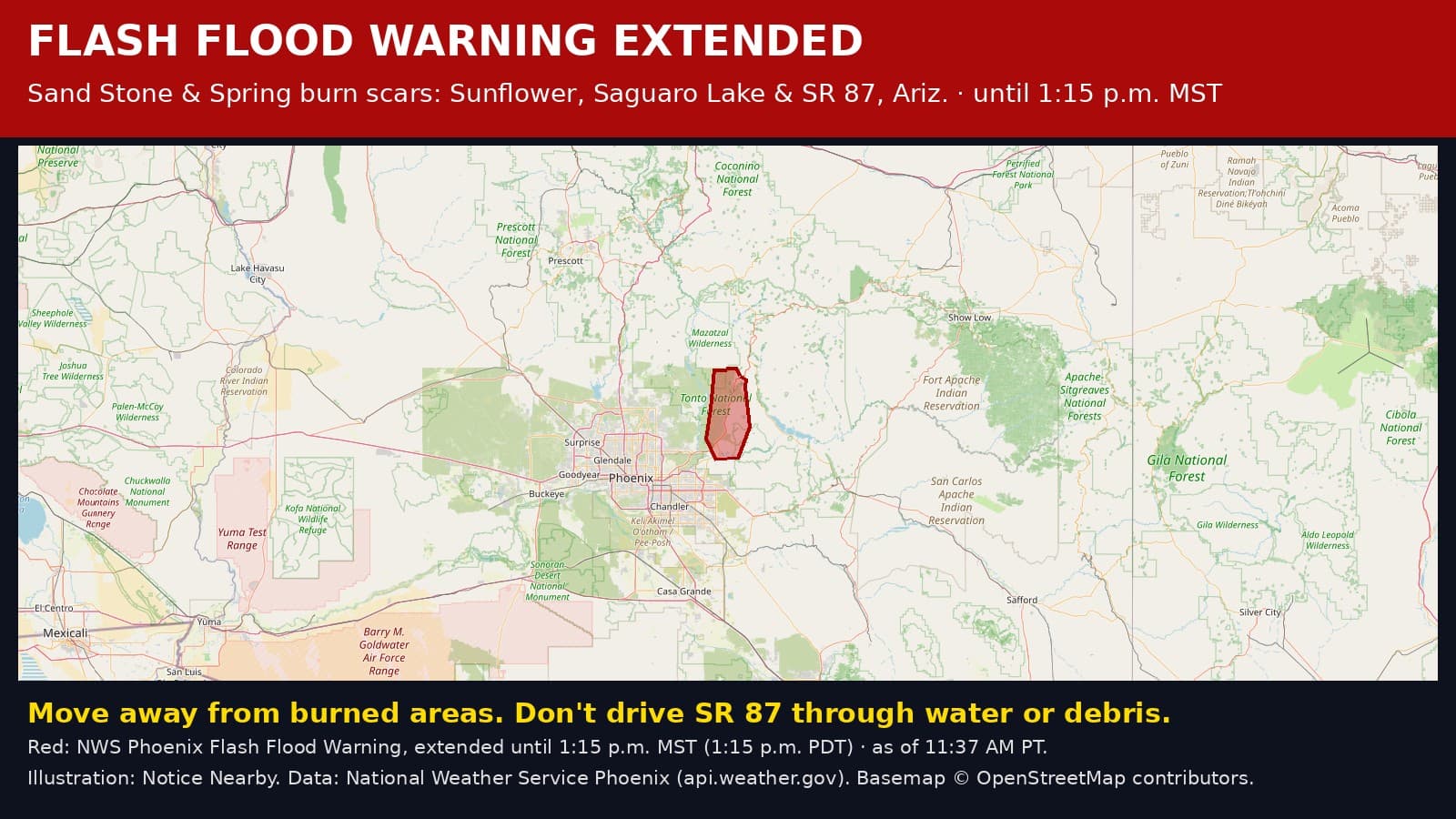 Notice Nearby: Maricopa County Flash Flood, National Weather Service