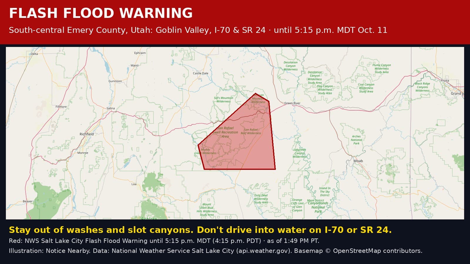 Notice Nearby: Emery County Flash Flood, National Weather Service