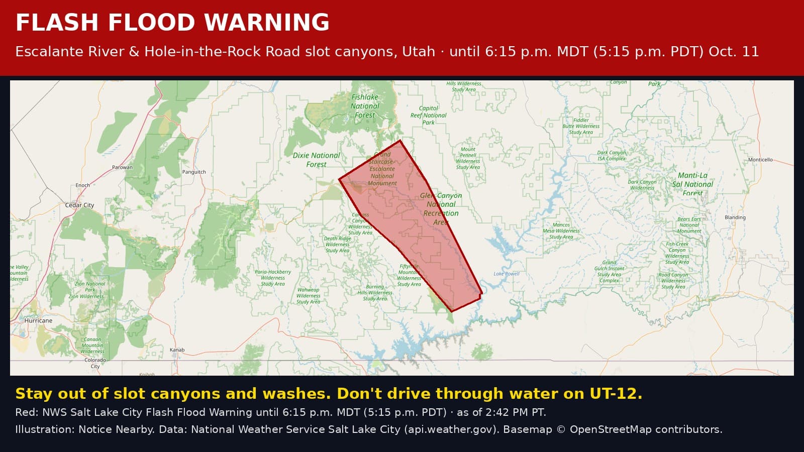 Notice Nearby: Garfield County Flash Flood, National Weather Service
