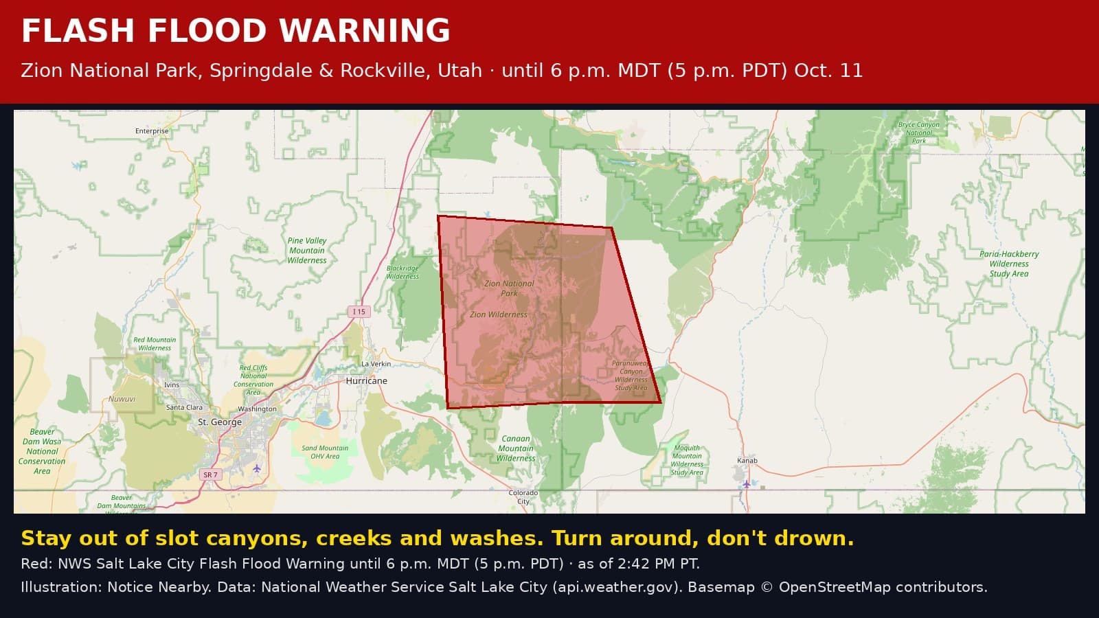 Notice Nearby: Washington County Flash Flood, National Weather Service