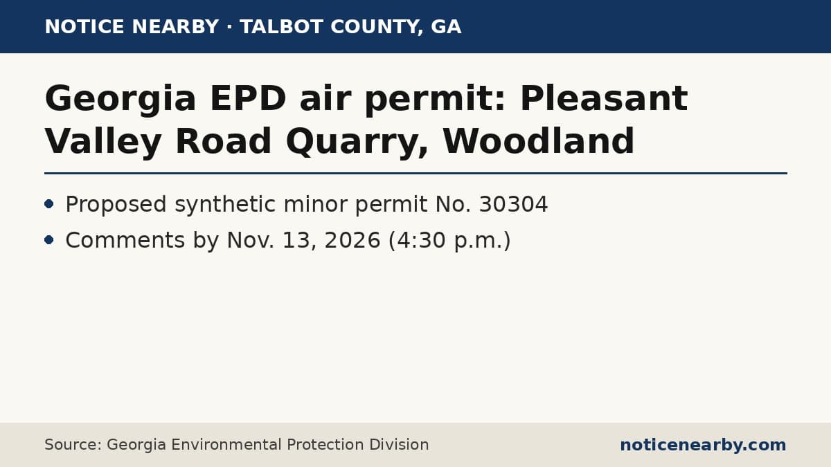 Notice Nearby: Talbot County Georgia, Georgia Environmental Protection