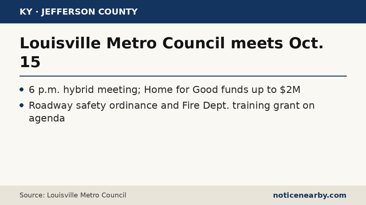 Notice Nearby: Jefferson County Louisville, Louisville Metro Council