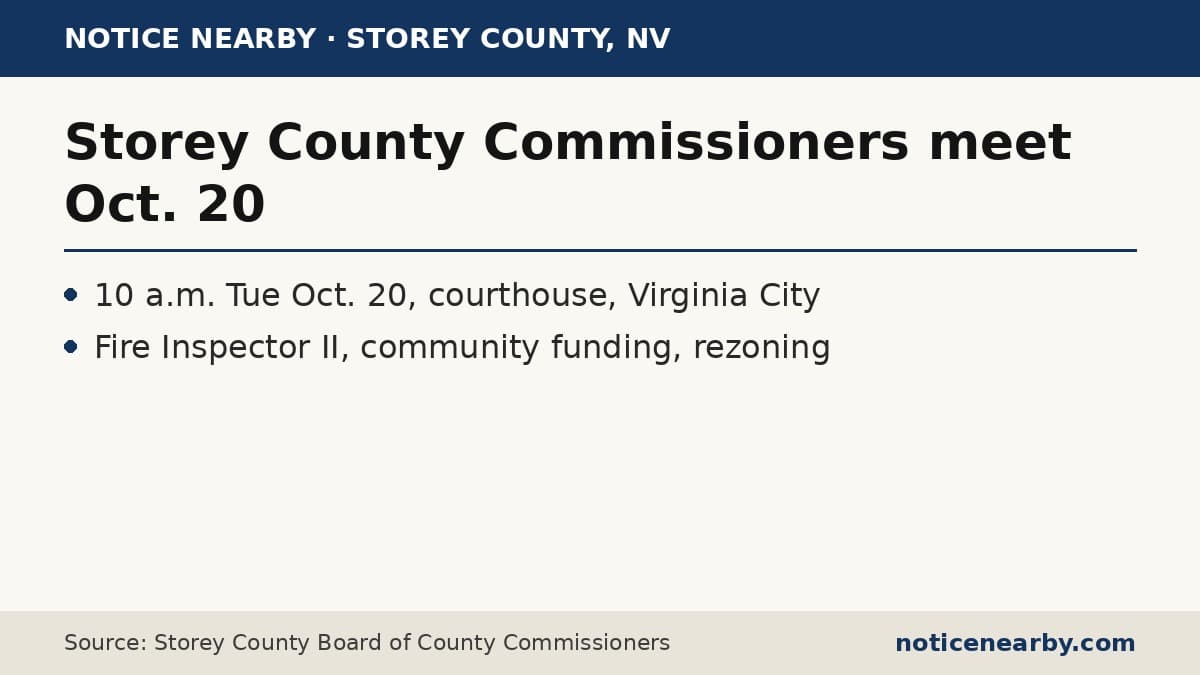 Notice Nearby: Storey County Commissioners, Storey County Board