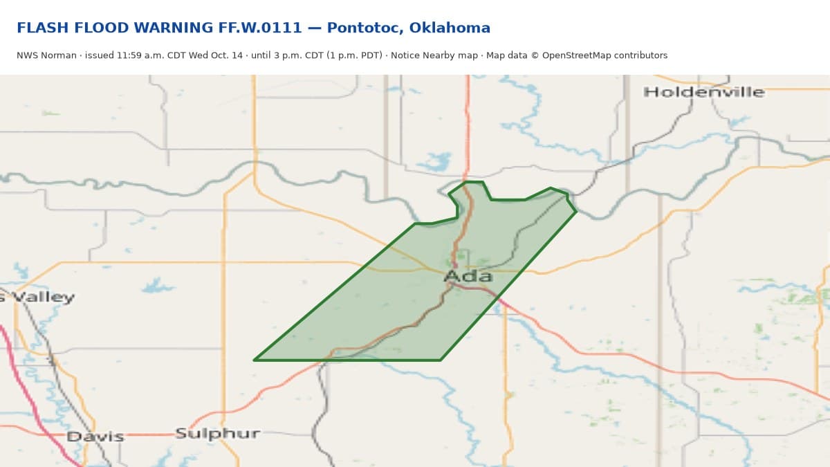 Notice Nearby: Pontotoc County Flash Flood, National Weather Service