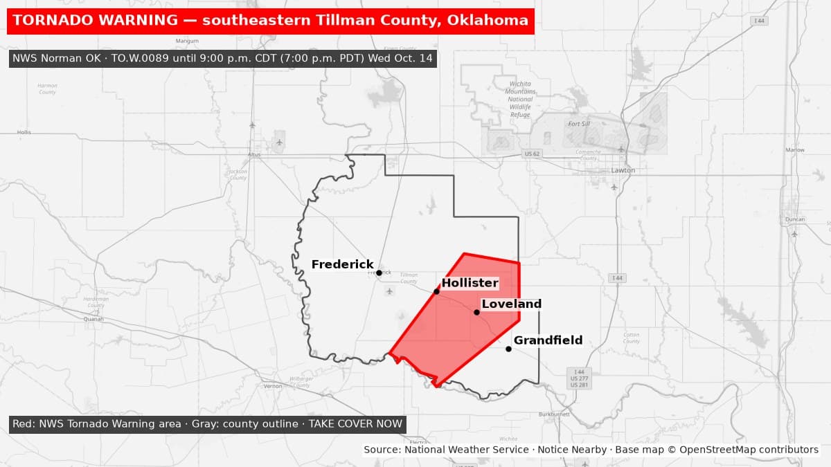 Notice Nearby: Tillman County Tornado Warning, National Weather Service