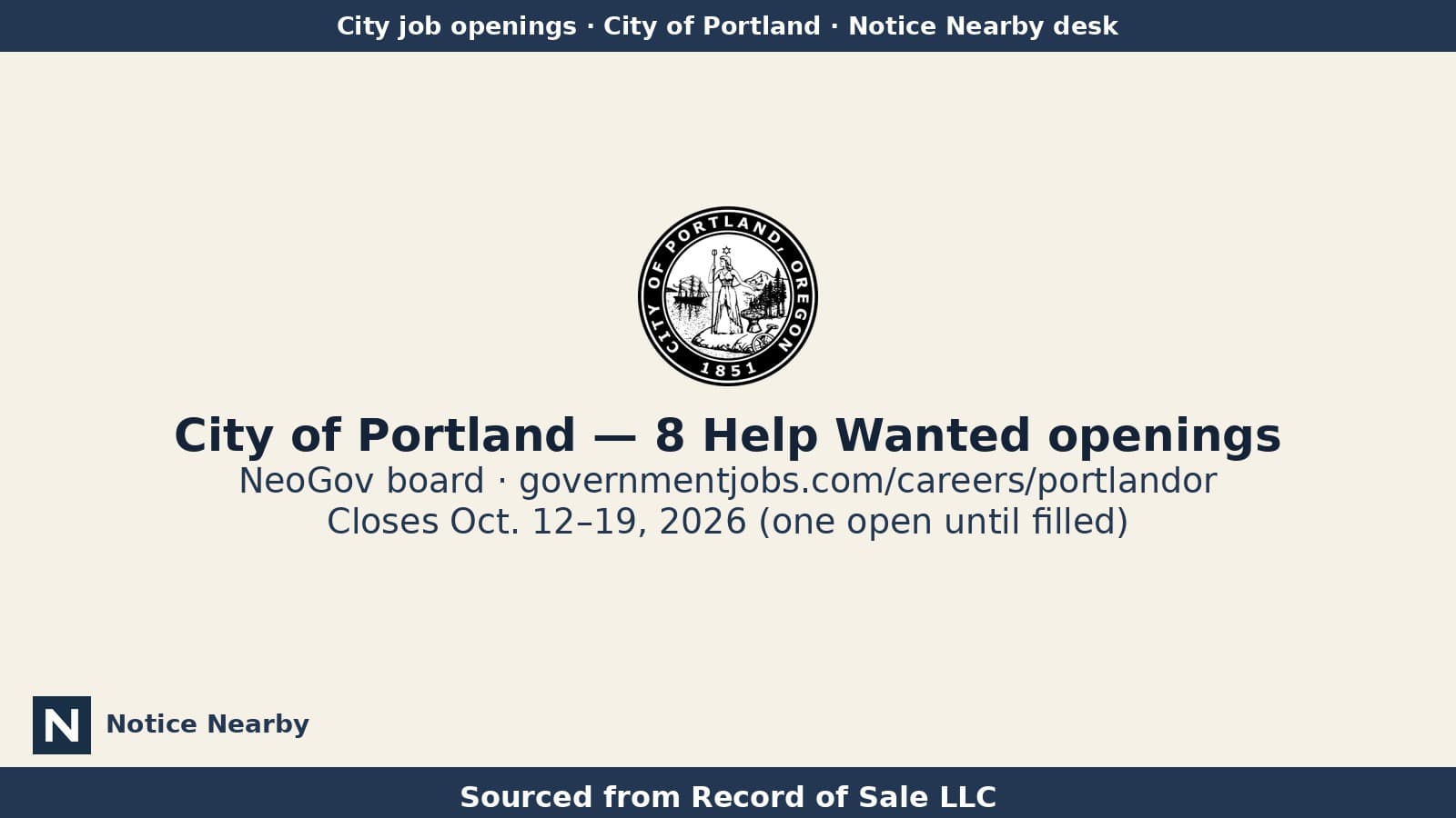Notice Nearby: Multnomah County City, City of Portland NeoGov careers