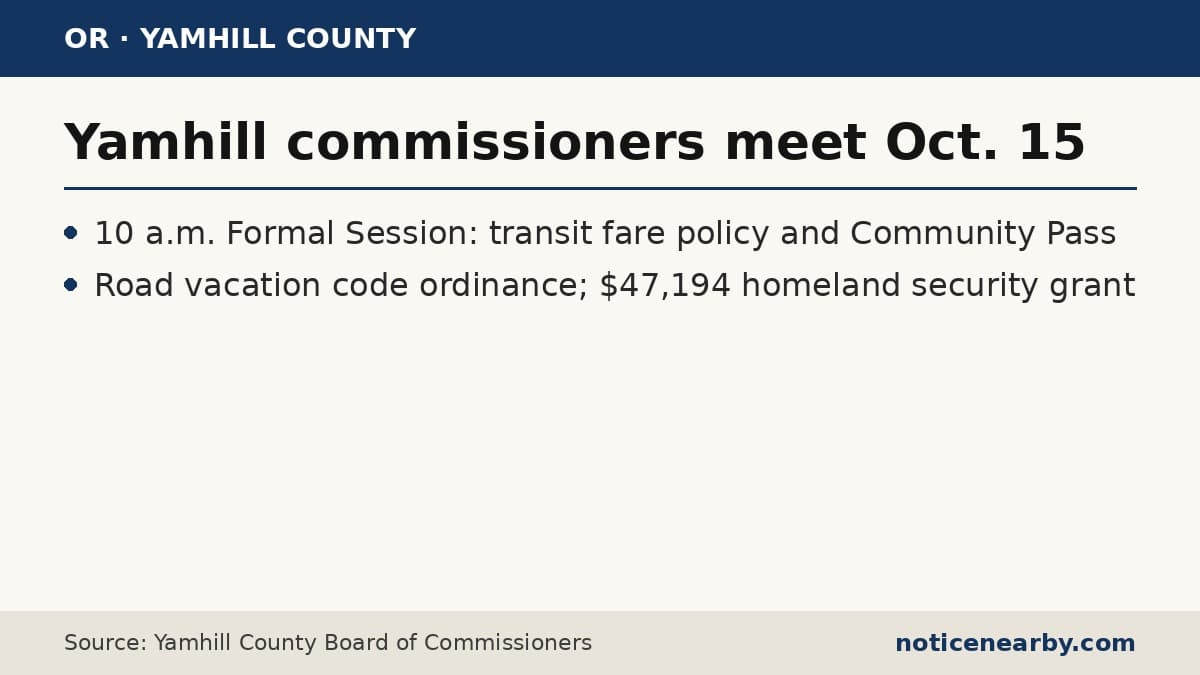 Notice Nearby: Yamhill County commissioners, Yamhill County Board