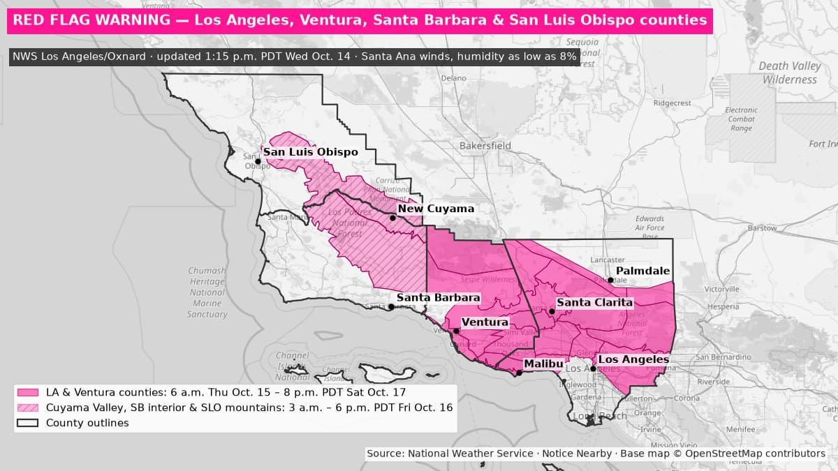 Notice Nearby: Santa Barbara County Red Flag, National Weather Service