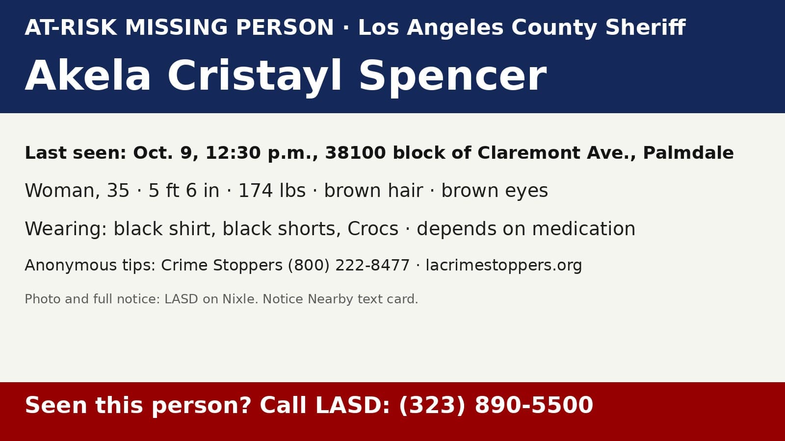 Notice Nearby: Los Angeles County LASD, Los Angeles County Sheriff's