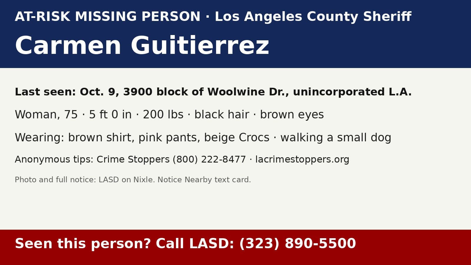 Notice Nearby: Los Angeles County LASD, Los Angeles County Sheriff's