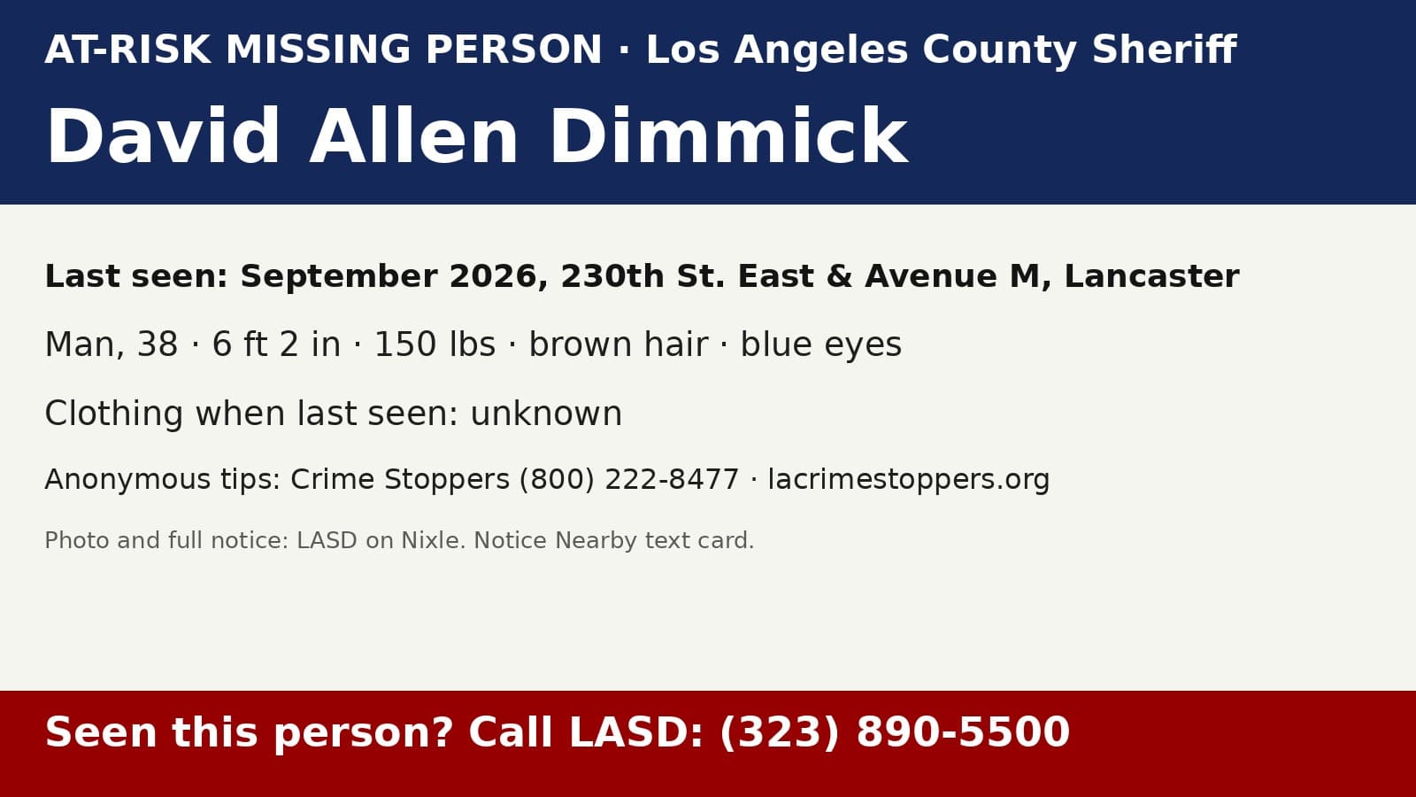 Notice Nearby: Los Angeles County LASD, Los Angeles County Sheriff's