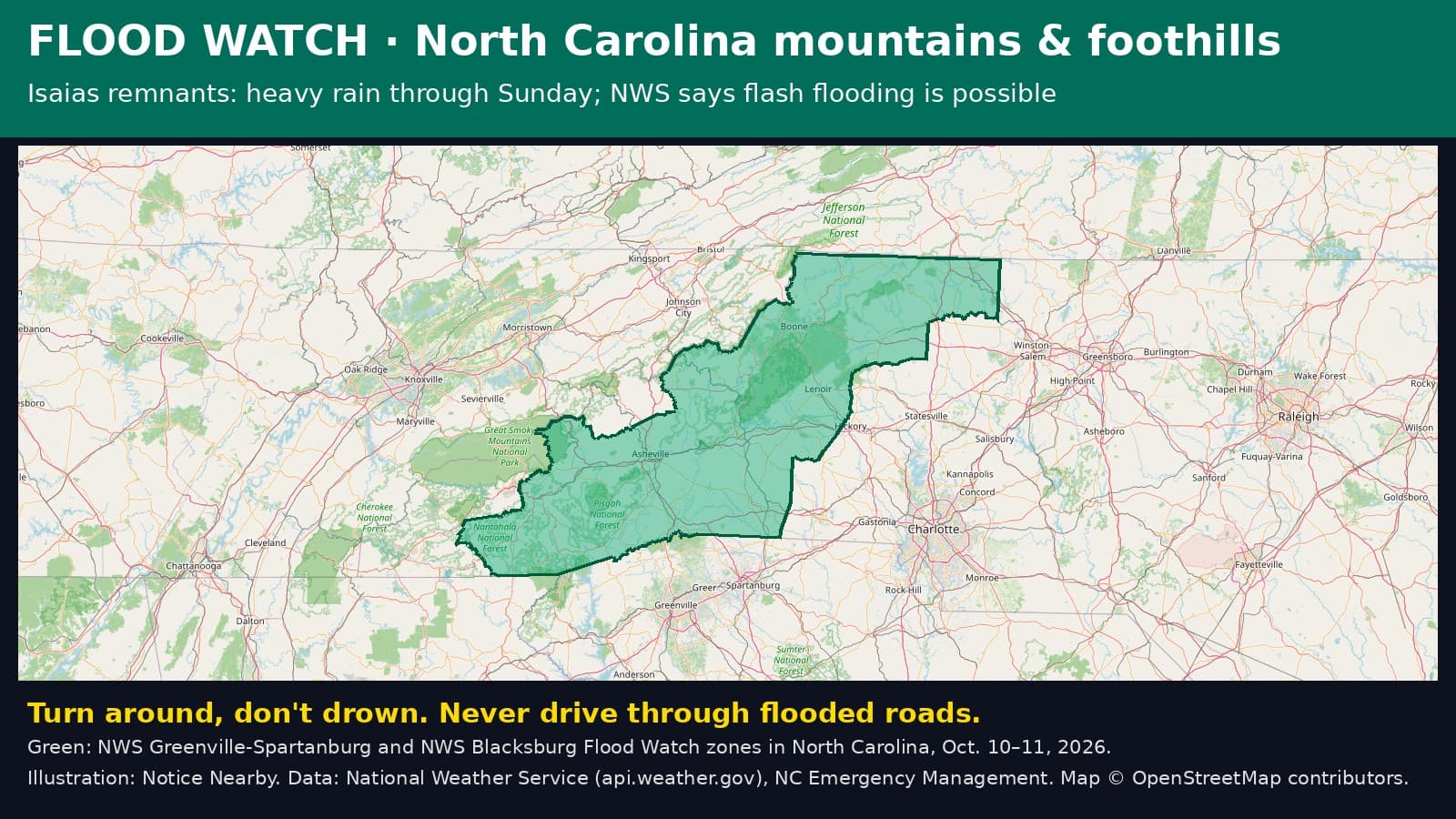 Notice Nearby: Mitchell County Flood Watch, National Weather Service
