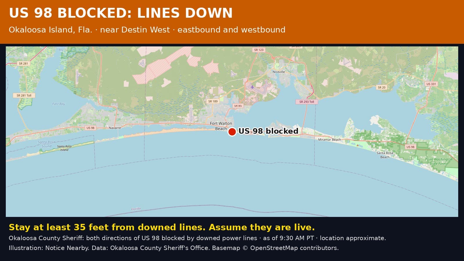 Notice Nearby: Okaloosa County US 98, Okaloosa County Sheriff's Office