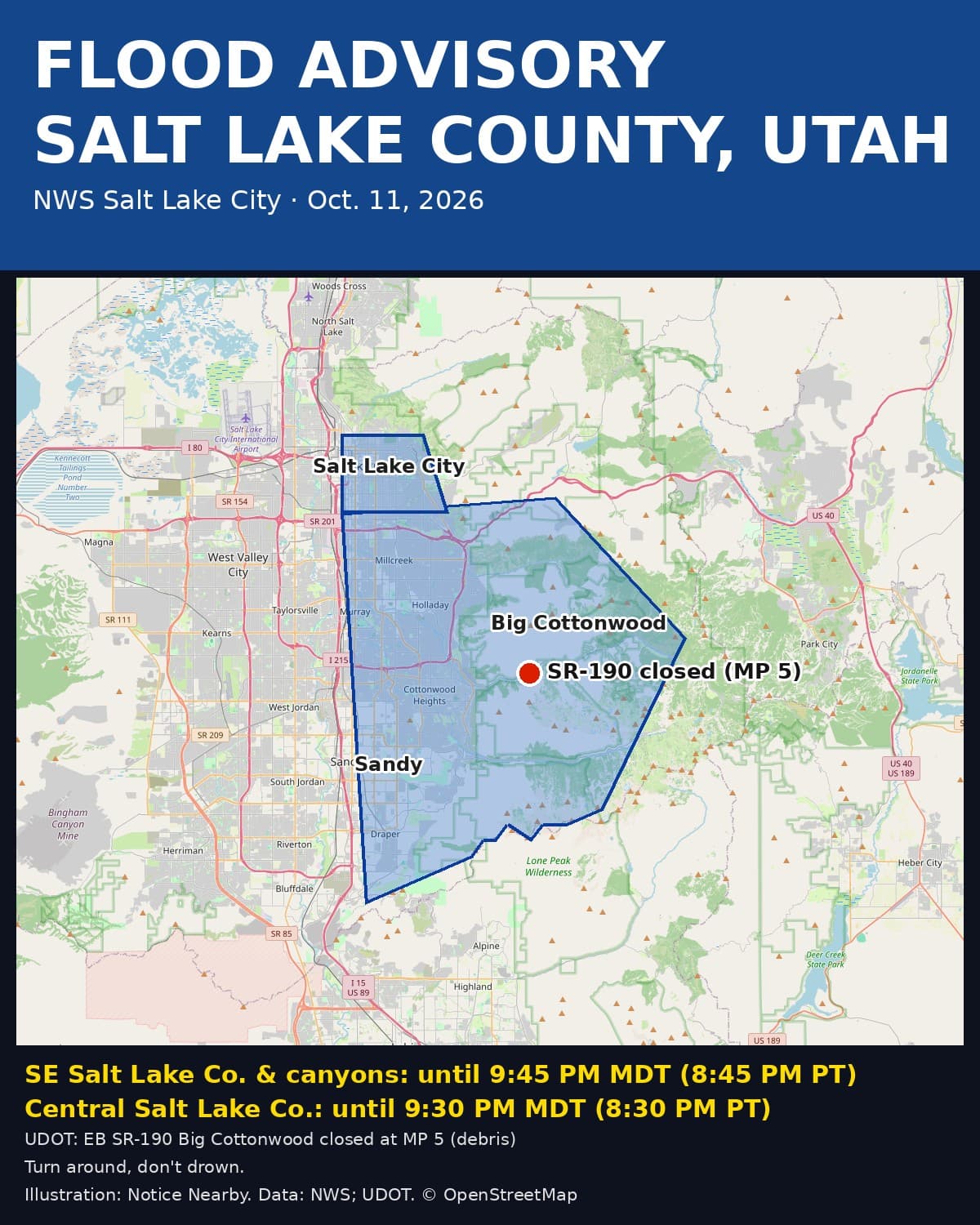 Notice Nearby: Salt Lake County Flood Advisory, National Weather Service