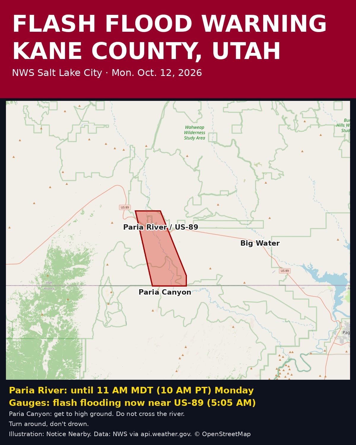 Notice Nearby: Kane County Flash Flood Warning, National Weather Service