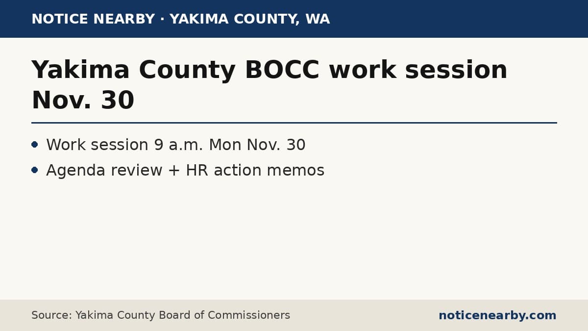 Notice Nearby: Yakima County Commissioners, Yakima County Board