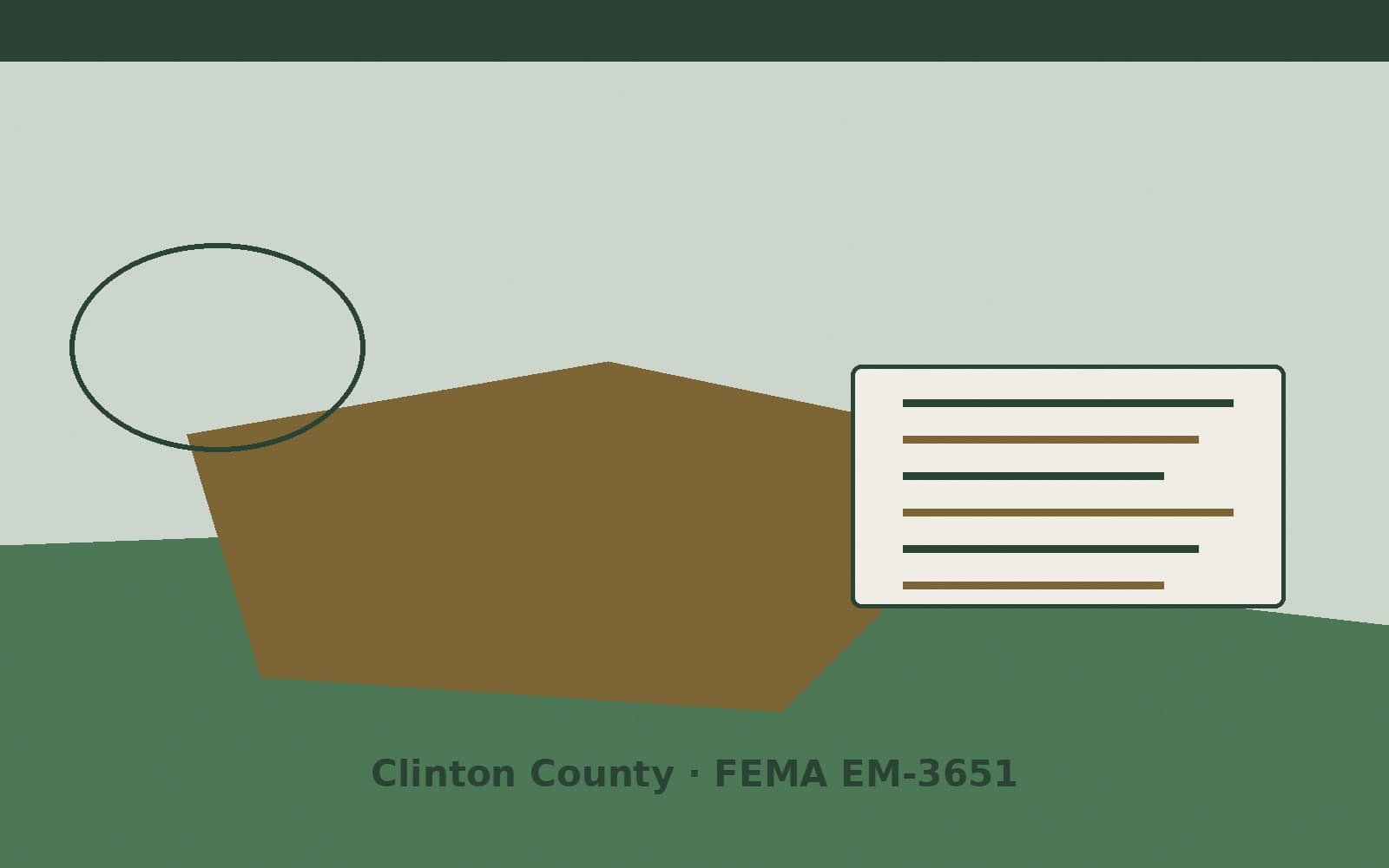 Public notice for Clinton County. On August 15, 2026, FEMA recorded a emergency declaration EM-3651-IN that lists Clinton County as a designated area. FEMA titled the action "Sever