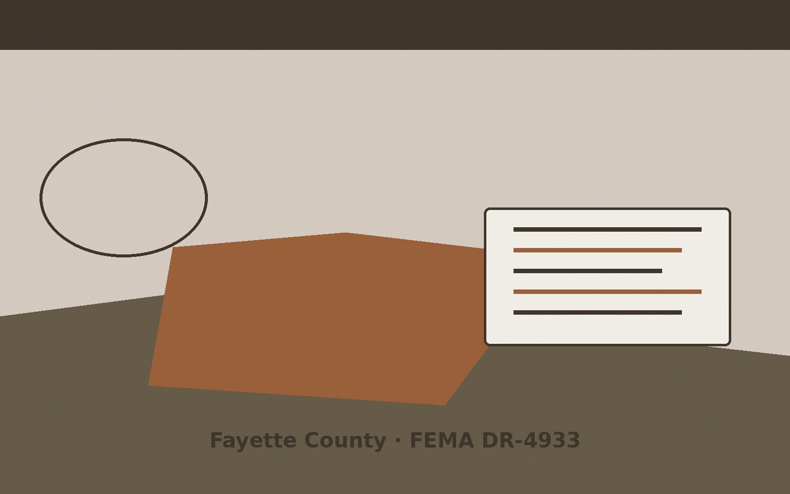 Public notice for Fayette County. On August 25, 2026, FEMA recorded a major disaster declaration DR-4933-IN that lists Fayette County as a designated area. FEMA titled the action "