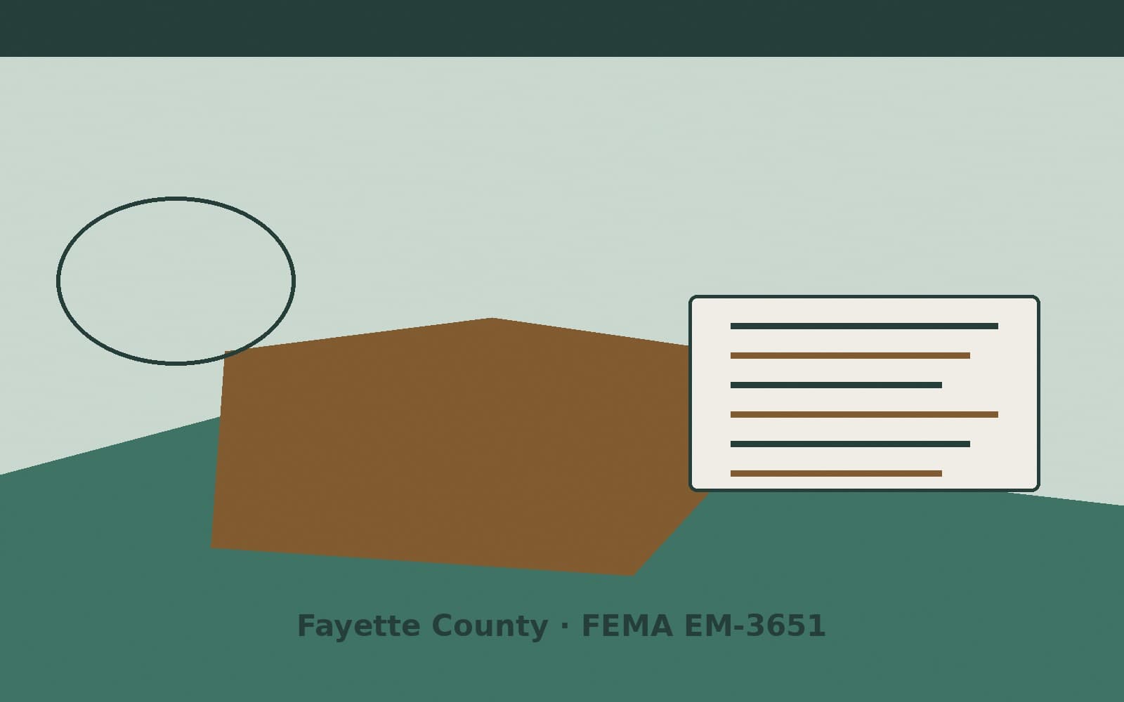 Public notice for Fayette County. On August 15, 2026, FEMA recorded a emergency declaration EM-3651-IN that lists Fayette County as a designated area. FEMA titled the action "Sever