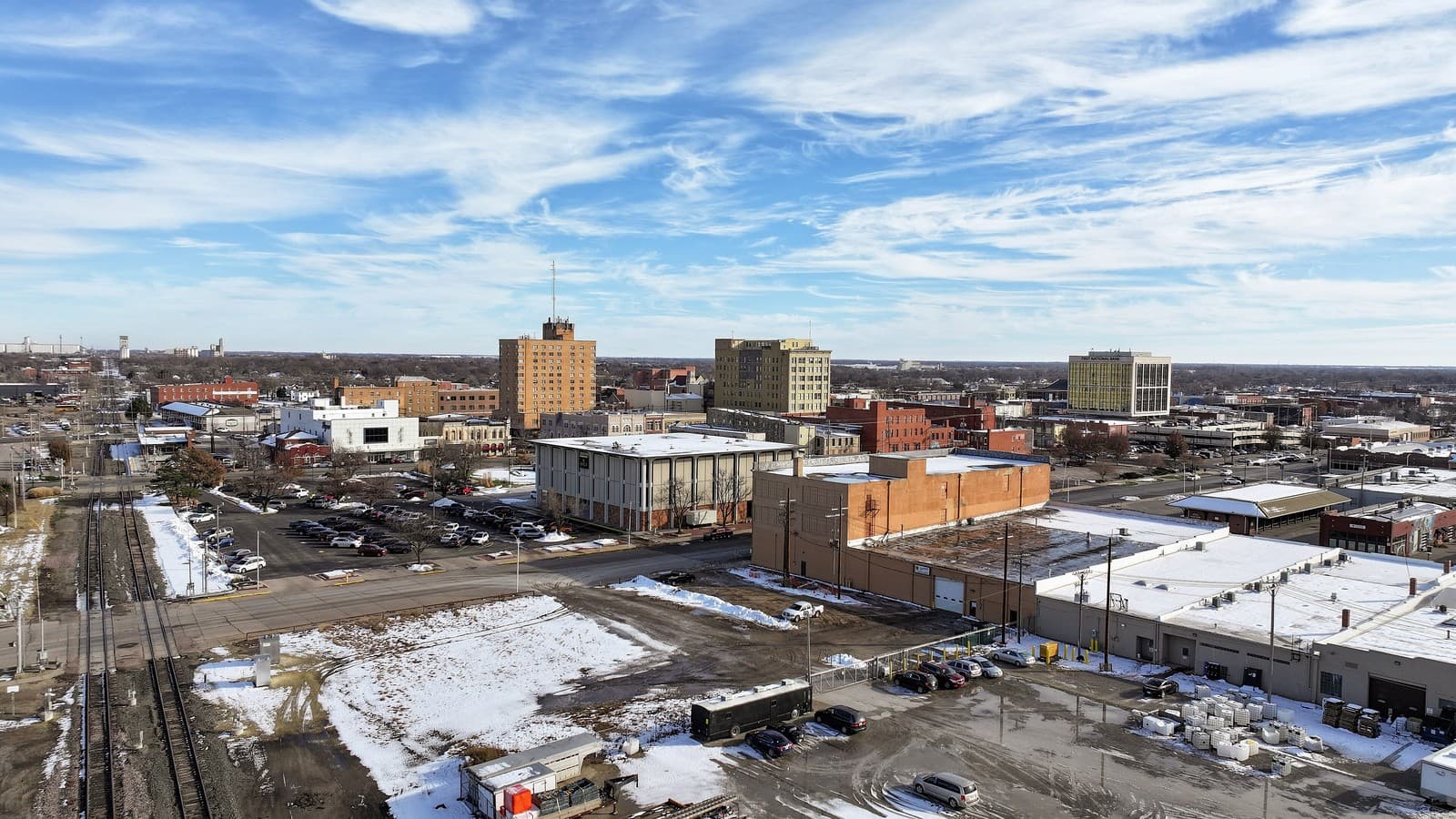 Aerial view of Hutchinson, Kansas, the Reno County seat, in 2023 (file photo, illustrative; not the McNew plant site).