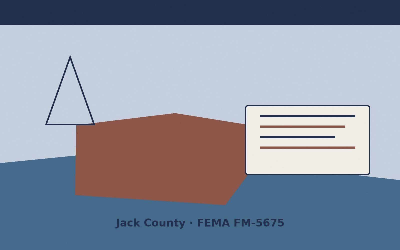 Public notice for Jack County. On August 25, 2026, FEMA recorded a fire management assistance declaration FM-5675-TX that lists Jack County as a designated area. FEMA titled the ac