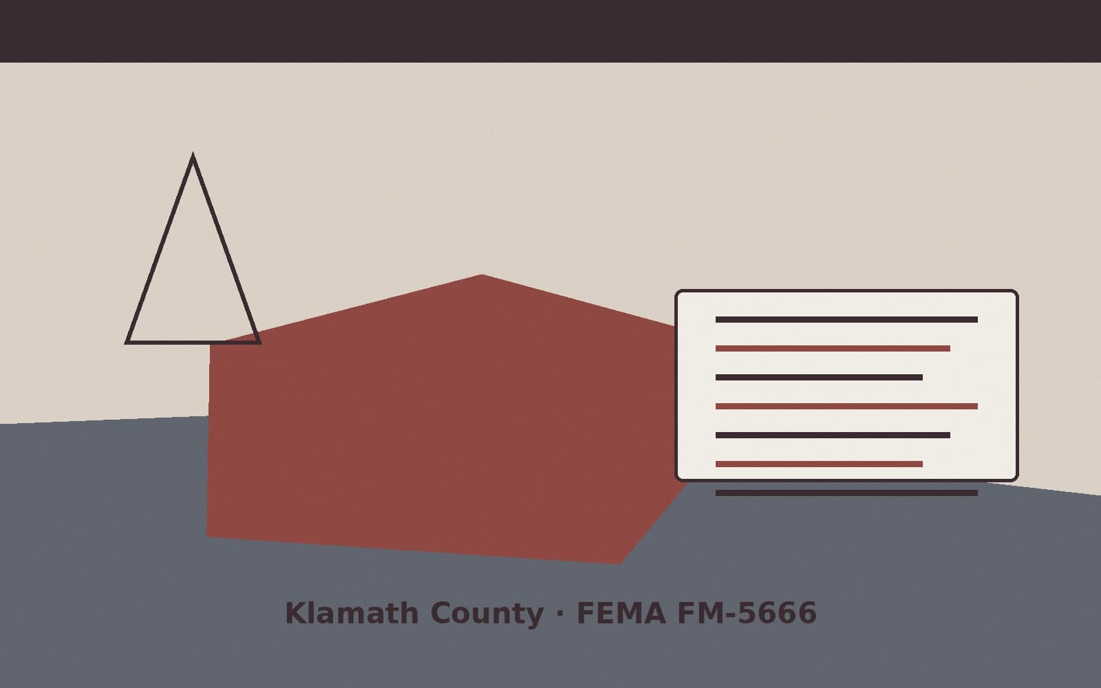 Public notice for Klamath County. On August 9, 2026, FEMA recorded a fire management assistance declaration FM-5666-OR that lists Klamath County as a designated area. FEMA titled t