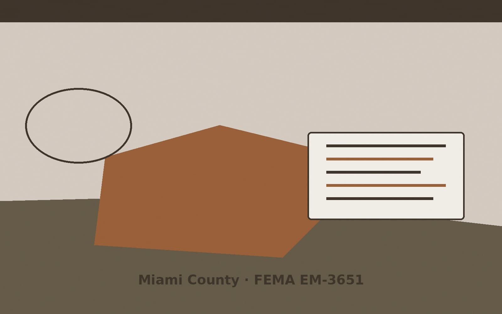 Public notice for Miami County. On August 15, 2026, FEMA recorded a emergency declaration EM-3651-IN that lists Miami County as a designated area. FEMA titled the action "Severe St