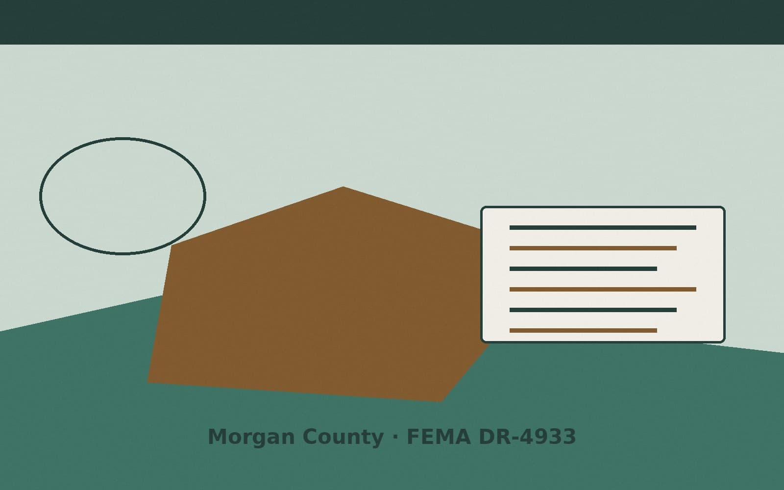 Public notice for Morgan County. On August 25, 2026, FEMA recorded a major disaster declaration DR-4933-IN that lists Morgan County as a designated area. FEMA titled the action "Se