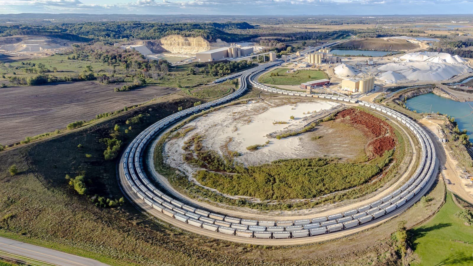 An industrial sand mine and processing plant in the Town of Oakdale, Wisconsin (file photo, illustrative; not the Cyber Square operation in Louisiana).