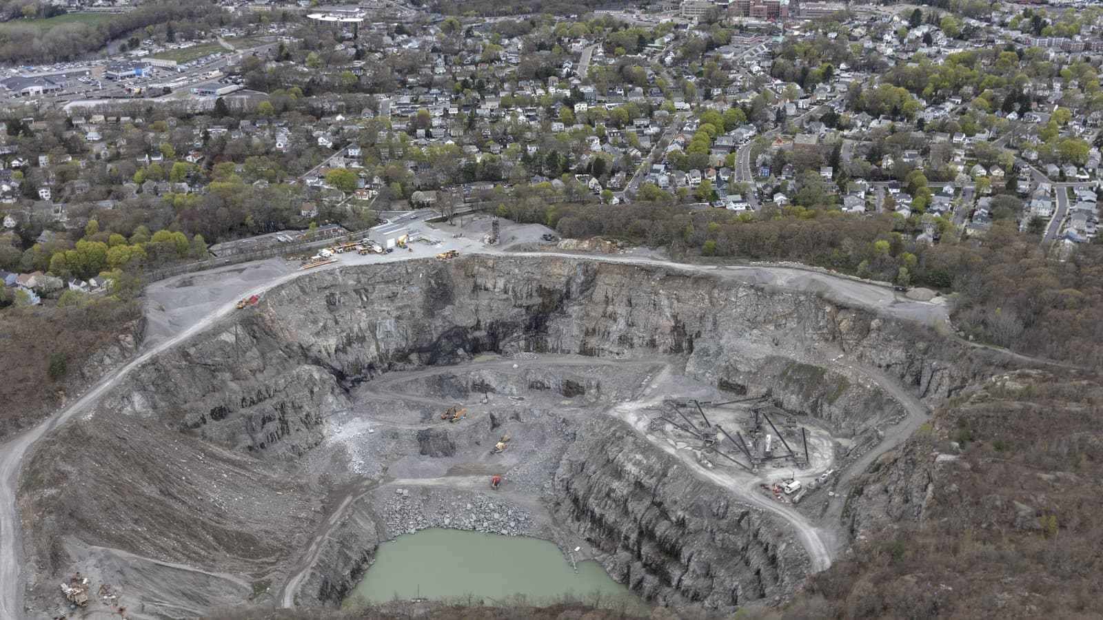 Aerial view of a crushed stone quarry in West Roxbury, Massachusetts — illustrative file photo (Carol M. Highsmith, Library of Congress, CC0).