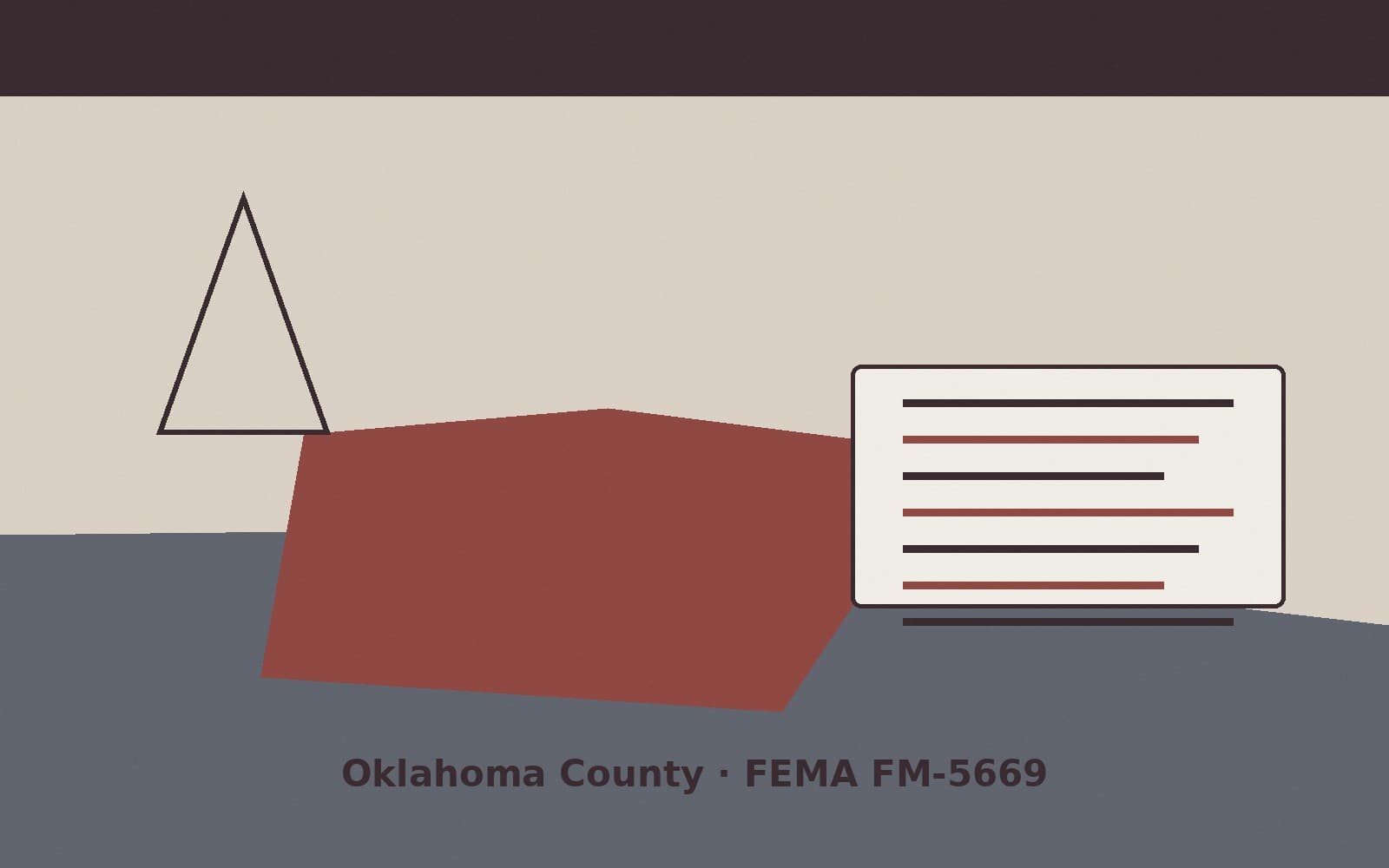 Public notice for Oklahoma County. On August 13, 2026, FEMA recorded a fire management assistance declaration FM-5669-OK that lists Oklahoma County as a designated area. FEMA title