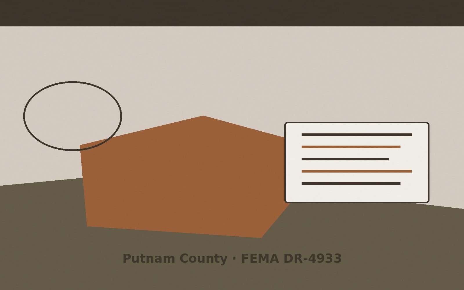 Public notice for Putnam County. On August 25, 2026, FEMA recorded a major disaster declaration DR-4933-IN that lists Putnam County as a designated area. FEMA titled the action "Se
