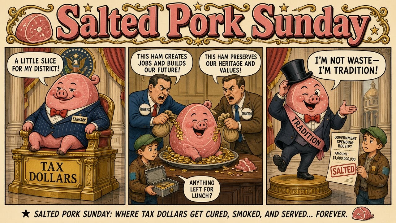 A Sunday waste-watch feast. Named public dollars, the soft words that cure them, and the repairs that waited in line.